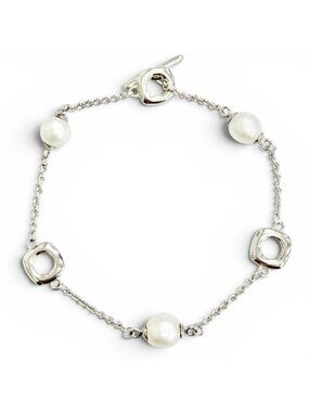 Tiffany & Co Square Anchor Chain Fresh Water Pearl Bracelet